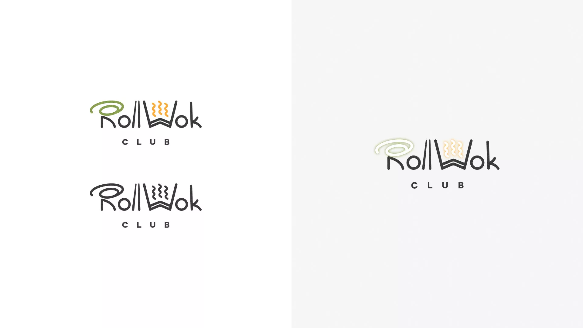 Разработка логотипа и фирменного стиля суши-бара «Roll Wok Club» в Находке