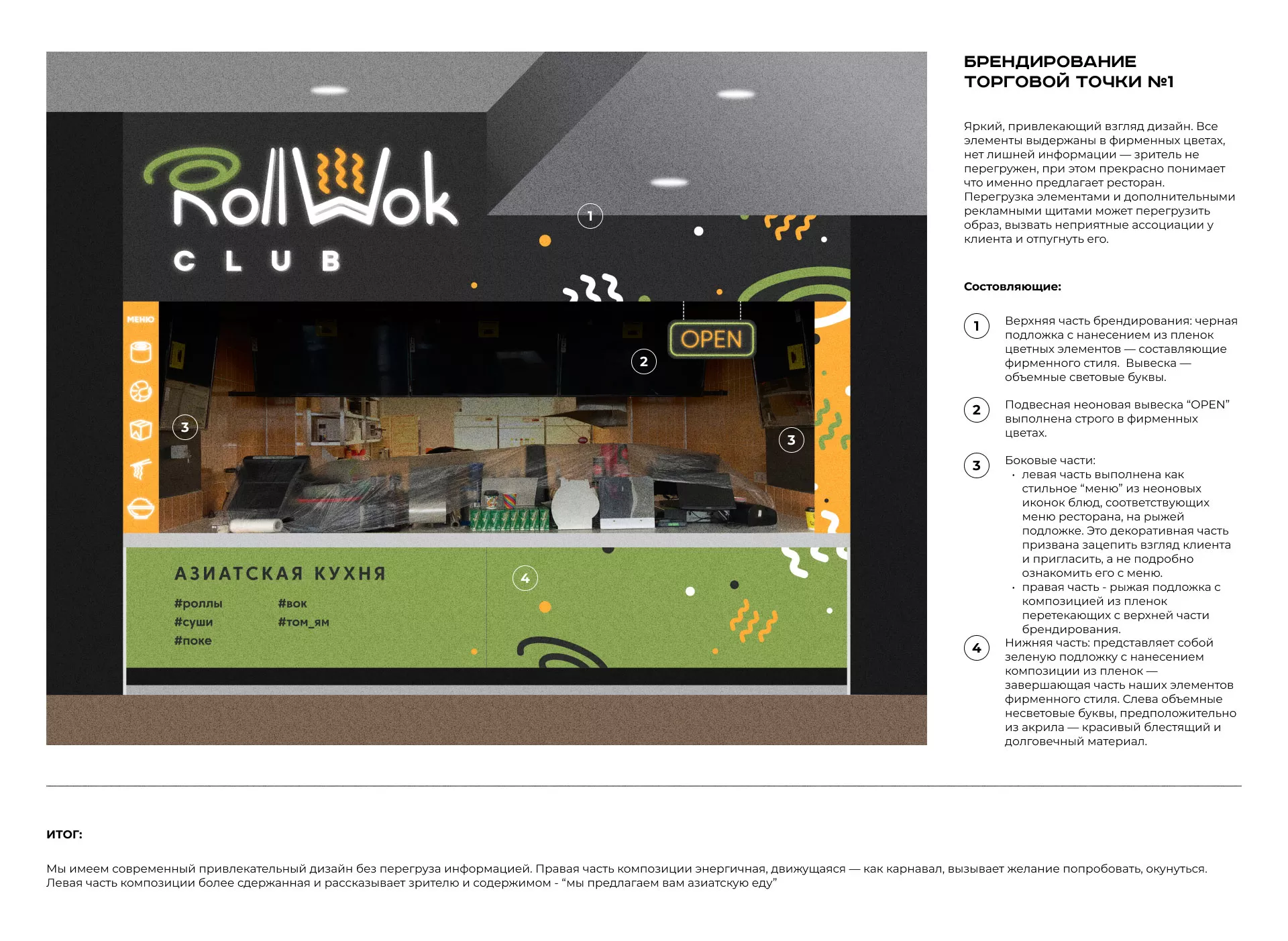 Брендирование торговых точек суши-бара «Roll Wok Club» в Находке