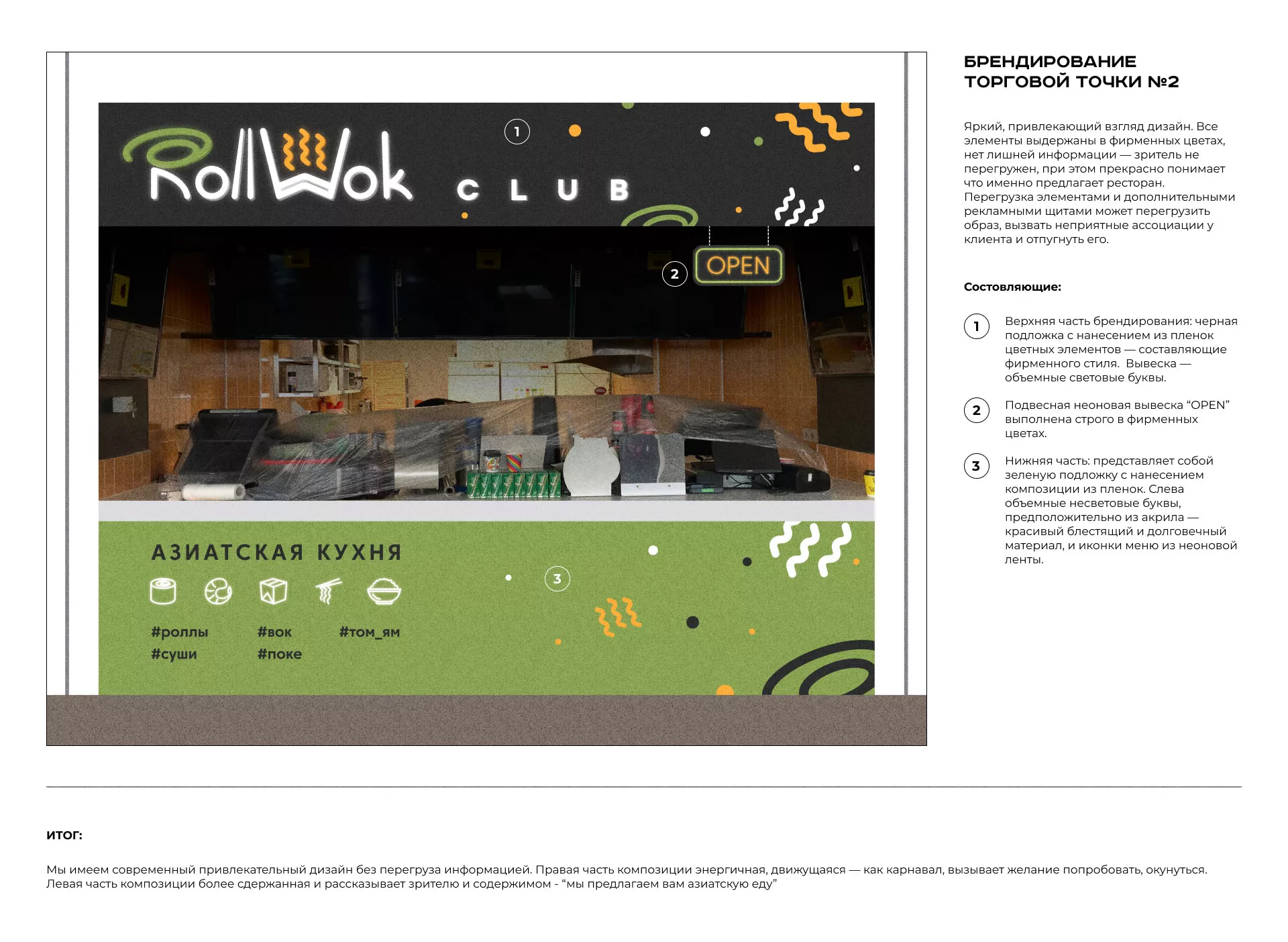 Брендирование торговых точек суши-бара «Roll Wok Club» в Находке